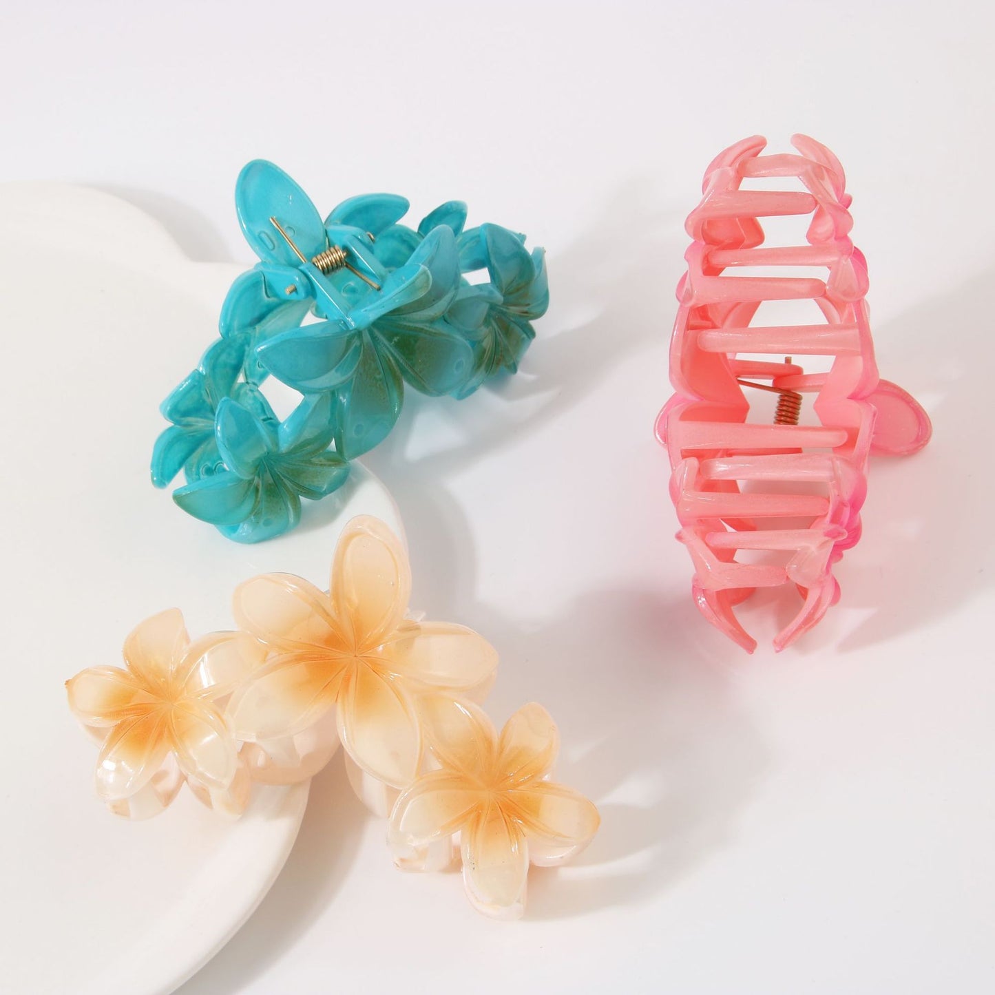 Three Flowers Plumeria Rubra Large Hair Clip Female 97114b31 cb2f 4115 8d54 465b5bdc3166