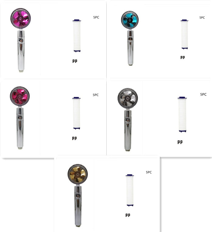 Shower Head Water Saving Flow 360 Degrees Rotating With Small Fan ABS Rain High Pressure Spray Nozzle Bathroom Accessories 97