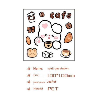 Cute Bear Clear Water Cup Stickers Children's Cartoon Korean Journal Material Mobile Phone Cup Decoration 972efd3f f017 477e 