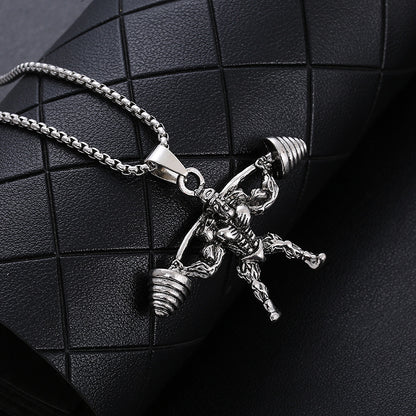 Stainless Steel Hip Hop Barbell Weightlifting Fitness Pendant Necklace 972f5dc6 e089 445c af38 e56ae0d1af56