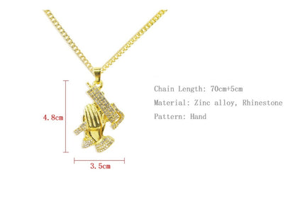 Hands praying hip hop men's chain jewelry long necklace 973711998833