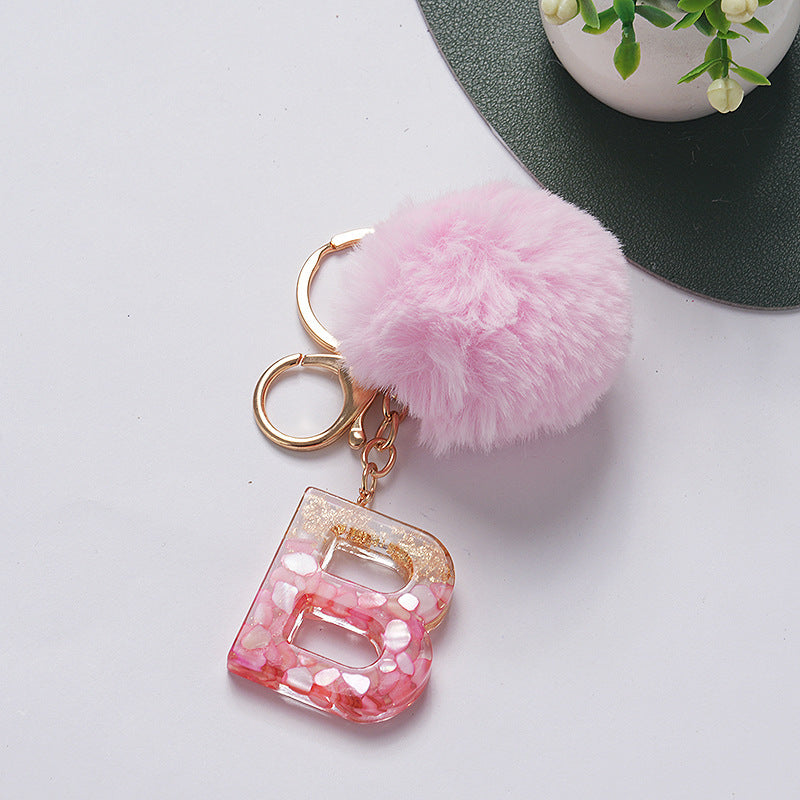 Hair Ball Pendant 26 English Letters Epoxy Keychain 9743ccd3 29c8 4d57 b5dc df6db4f396d9