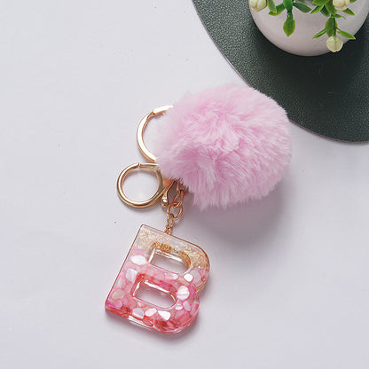 Hair Ball Pendant 26 English Letters Epoxy Keychain 9743ccd3 29c8 4d57 b5dc df6db4f396d9