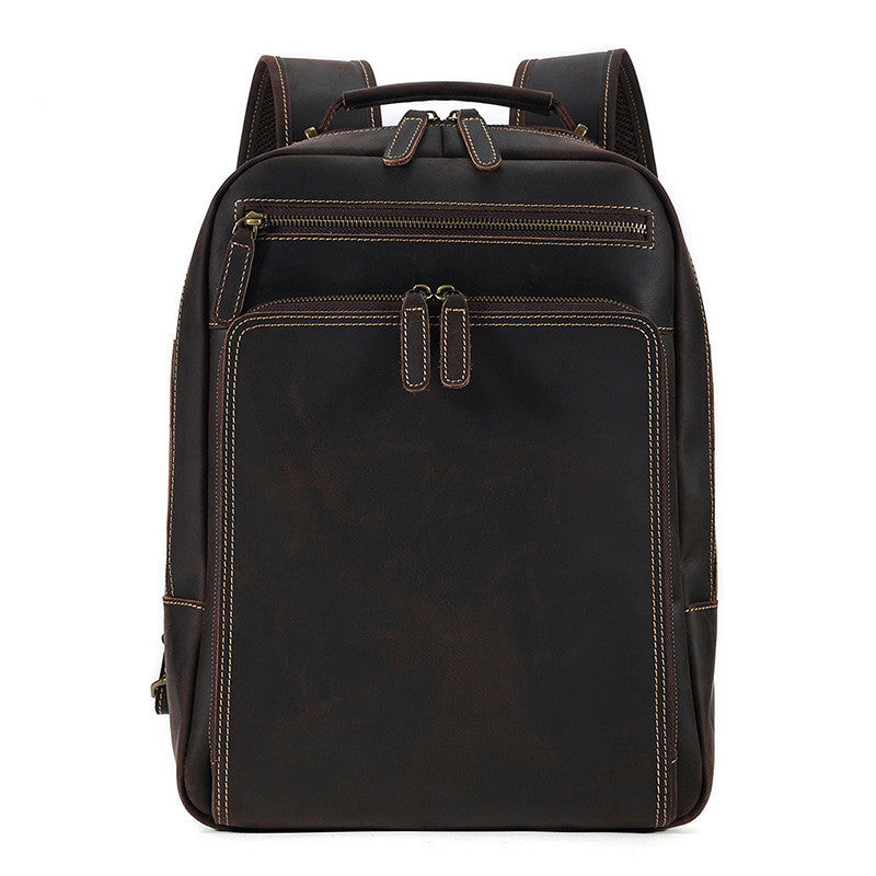 Backpack Men's Crazy Horse Leather Large Capacity 9746cfe0 af44 40c1 9644 06cdd95f2124