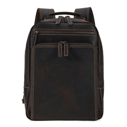 Backpack Men's Crazy Horse Leather Large Capacity 9746cfe0 af44 40c1 9644 06cdd95f2124