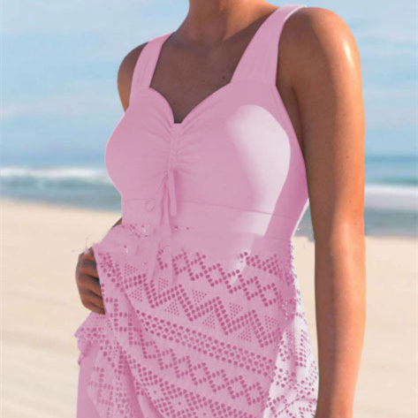 Korean Version Of Solid Color Lace One-piece Swimsuit 975082c5 7abd 46f5 bab1 19f724806152