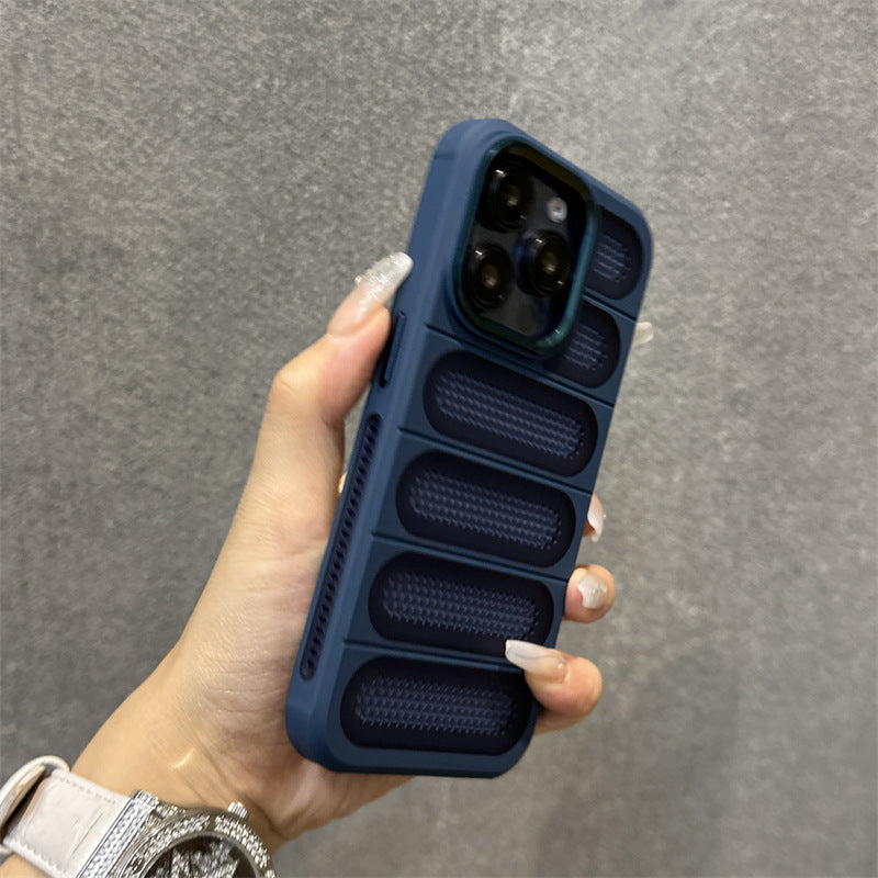 Breathable Heat Dissipation Mesh Case For ApplePhone 15 14 13 12 11 Pro Max Plus Matte Cooling Metal Lens Ring Hard Bumper Co