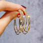 925 Silver Pin Rhinestone Large Earrings - HD Wireless Product #6