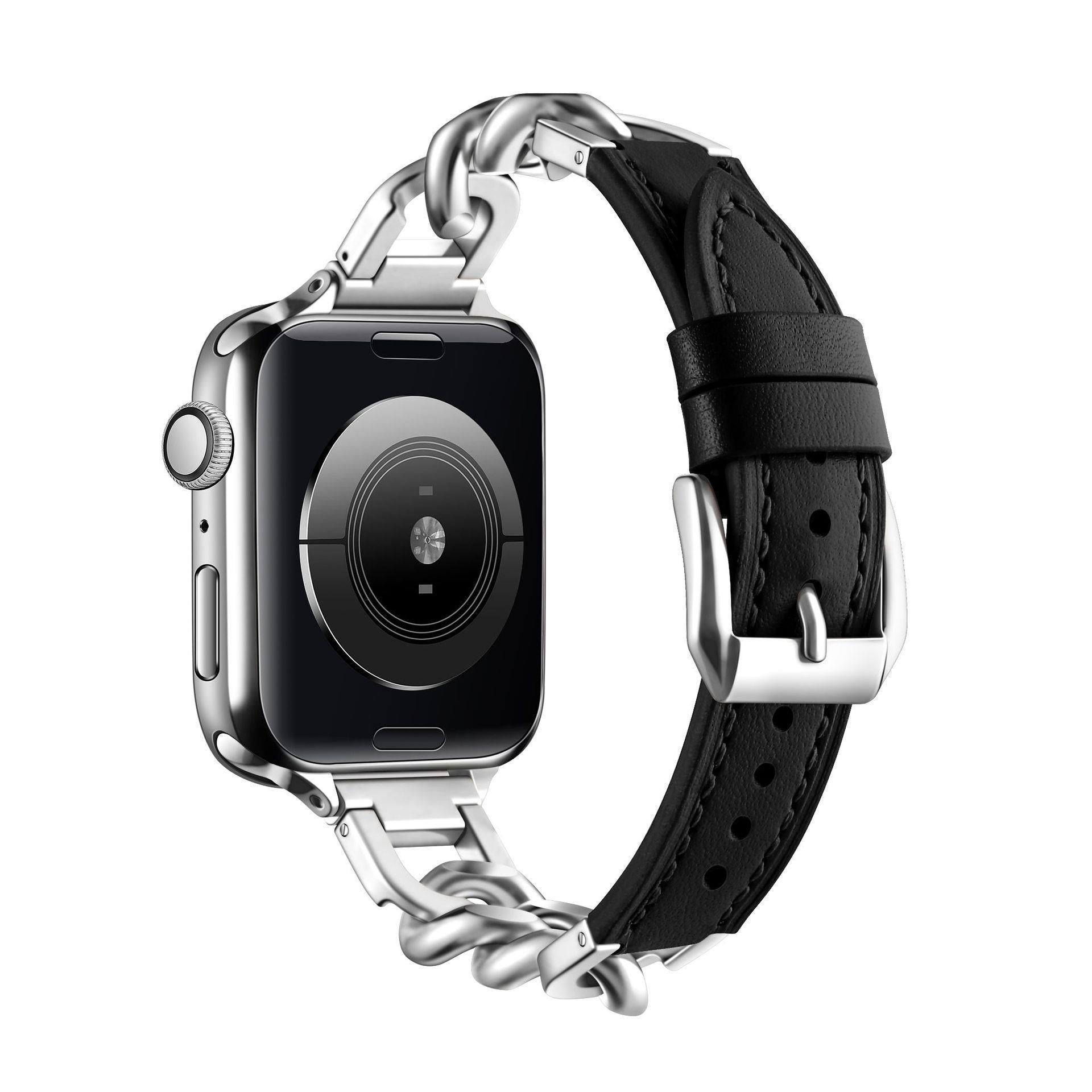 Stainless Steel Leather Single Row Denim Chain Iwatch Strap 9766a9ed c53c 4ca1 88a8 a5973c13ef28