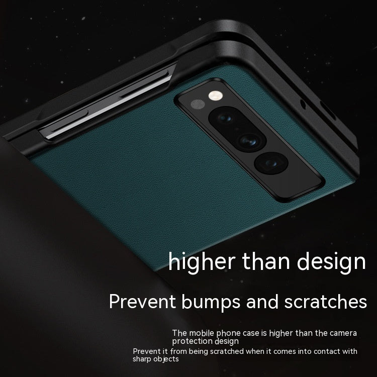 Plain Leather Anti-fall Ultra-thin Foldable Leather Protective Shell - 图片 3