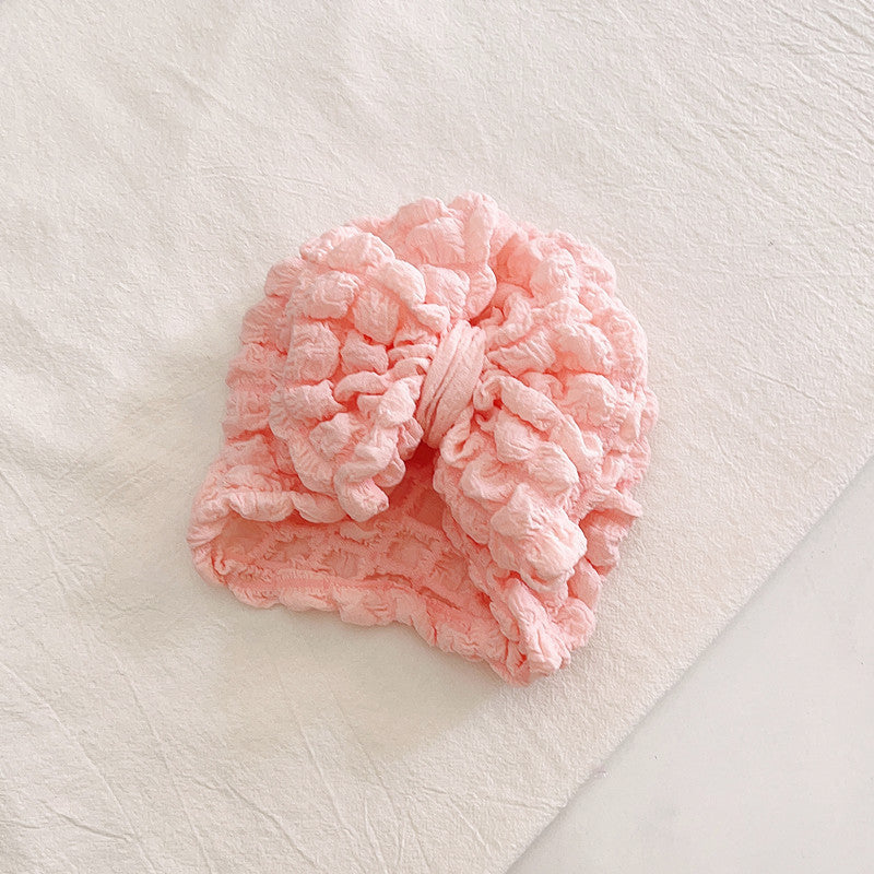 Children Bubble Big Bow Sleeve Cap Popcorn Baby Solid Color 9783757e 1e02 4ea3 8600 407e2f930d52