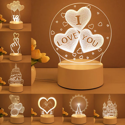 3D Lamp Acrylic USB LED Night Lights Neon Sign Lamp Xmas Home Decorations For Room Decor Valentines Day Gifts - HD Wireless Product #1