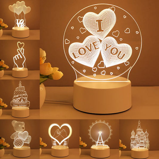 3D Lamp Acrylic USB LED Night Lights Neon Sign Lamp Xmas Home Decorations For Room Decor Valentines Day Gifts - HD Wireless Product #1