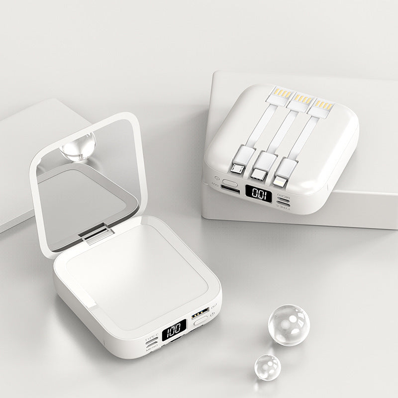 Beauty Mirror Power Bank Comes With Cable Portable Mini - 图片 6