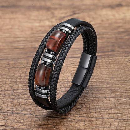 Men's Tiger Eye Bracelet Multilayer Leather Strap 97a638e6 682c 41e0 b50b 1d546acaa9f9