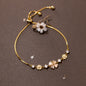 Silver Diamond Four Petal Flower Synthetic Opal Women's Bracelet 97b6c1a8 bf48 4a28 b3b4 66e66ce4e7e2