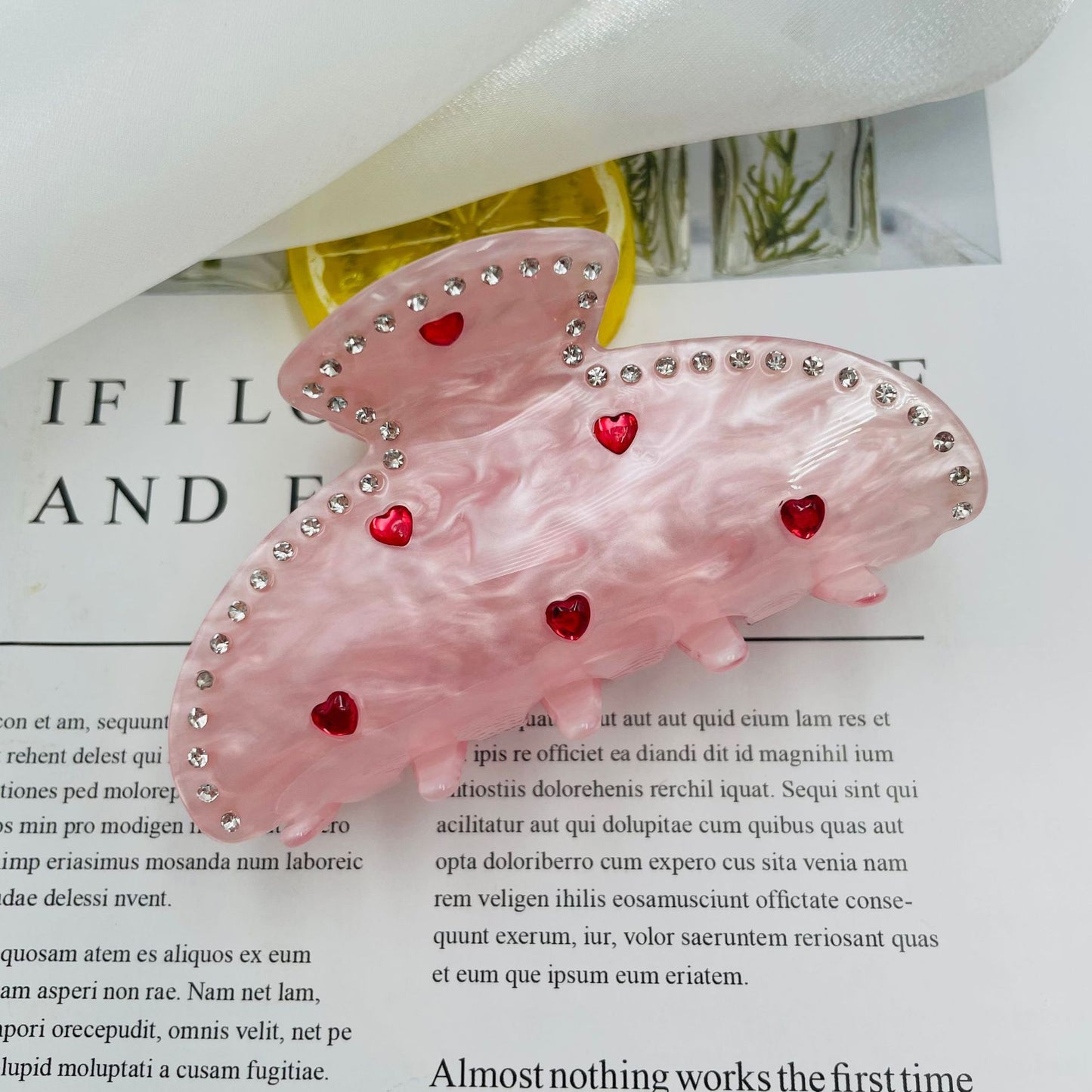 Exquisite Rhinestone Love Pink Grip Japanese And Korean Ins Sweet Girly Exquisite Back Head Shark Clip New Female 97e137b7 a2