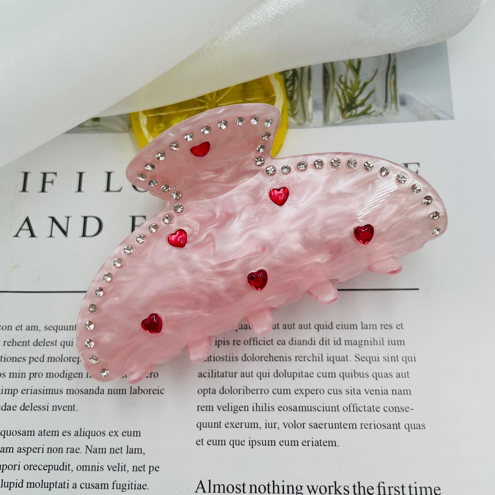 Exquisite Rhinestone Love Pink Grip Japanese And Korean Ins Sweet Girly Exquisite Back Head Shark Clip New Female 97e137b7 a2