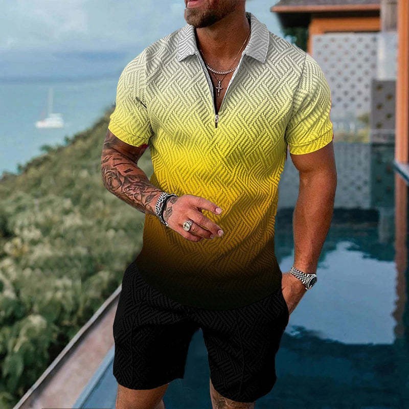 Fashion Casual Zipper Short Sleeve Suit 97f6969c 0e7e 4ce2 bdd3 ea476b2a84b9