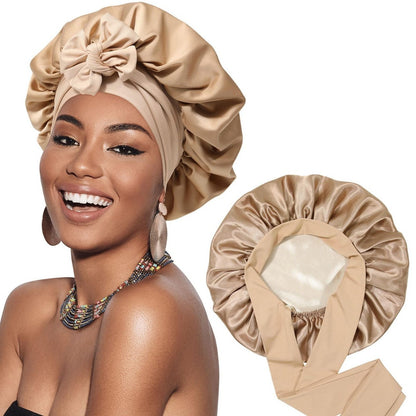 Double-layer Ribbon Round Cap Bow Hair Care Wide-brimmed Hat 97fce87c bc56 4f02 8a20 97f67eb46065