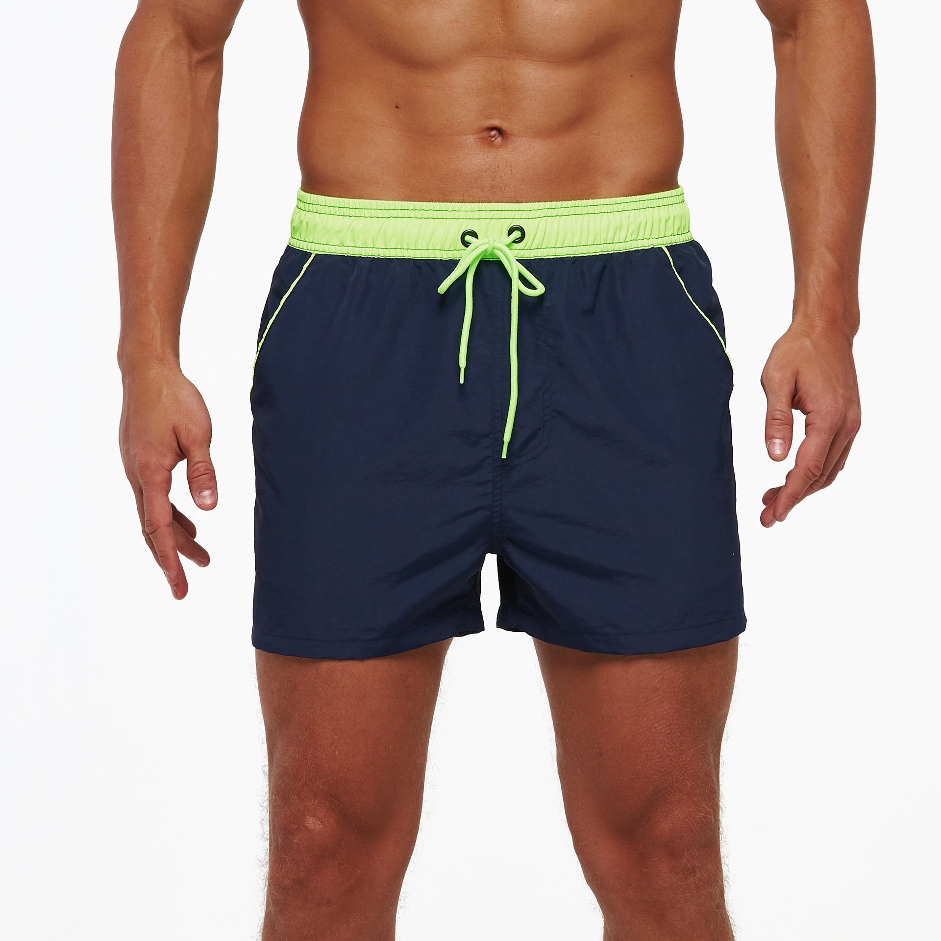 Men's Beach Pants European And American Boardshort Back Pocket Zipper Solid Color 3-point Pants Quick-drying Waterproof Linin
