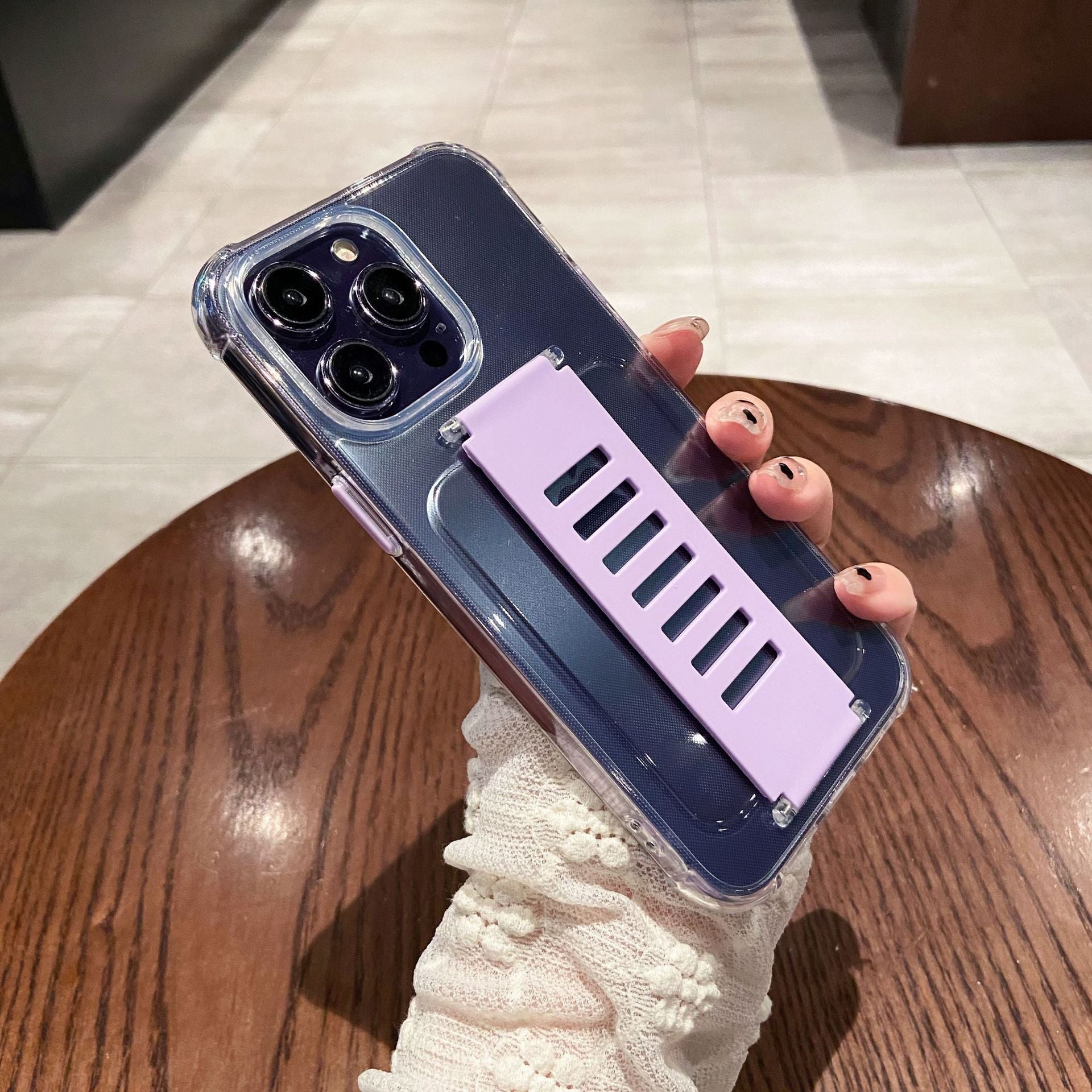 Transparent Case Wrist Strap Bracket Non-slip Phone Case - 图片 1