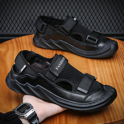 Men's Leather Breathable Closed Toe Mesh Surface Soft Bottom Sandals 982b64d7 3e67 4fdc 9440 527d9f3ec2a9
