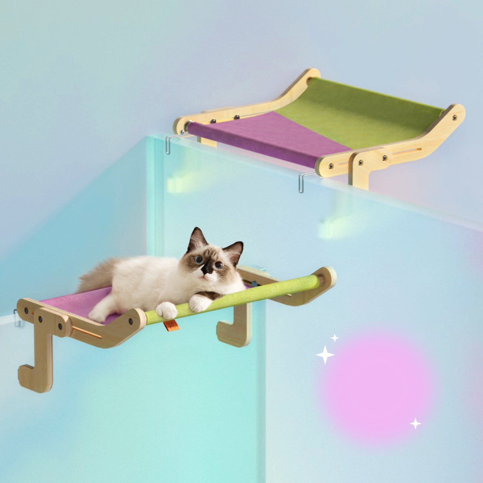 Mewoofun Pet Cat Window Perch 4 Color Wooden Assembly Hanging Bed Cotton Canvas Easy Washable Multi-Ply Plywood New Dropshipp