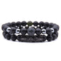 Natural frosted stone micro-inlaid ochre ball long tube double energy bracelet 9847301619591