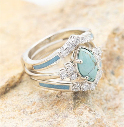 Creative Turquoise And Diamond Three-piece Women's Ring 98874c43 b2da 4e8a 994c 2f726c30128b ddf014fc 378f 47a7 918d 77baccfa