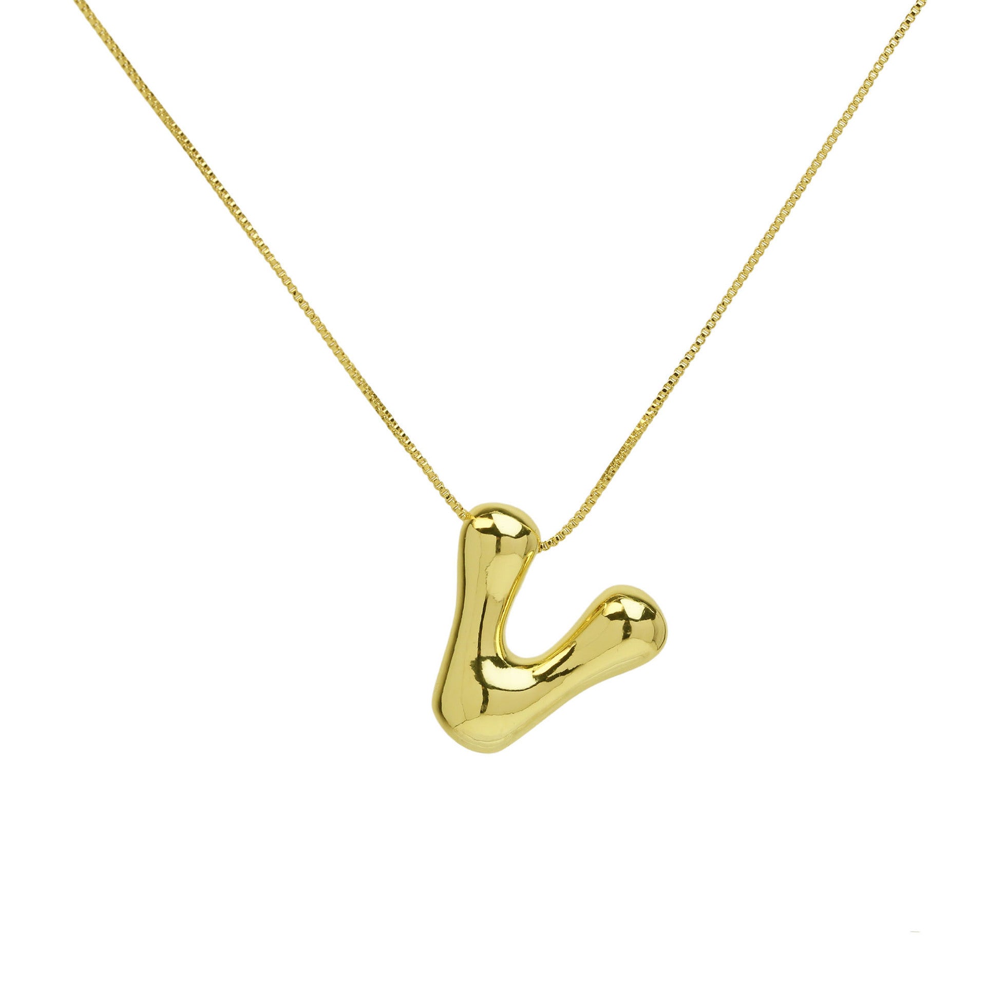 Brass Glossy Balloon English Letter Pendant Necklace 98bf0234 e6fd 4a06 a580 ae48e0cf1954
