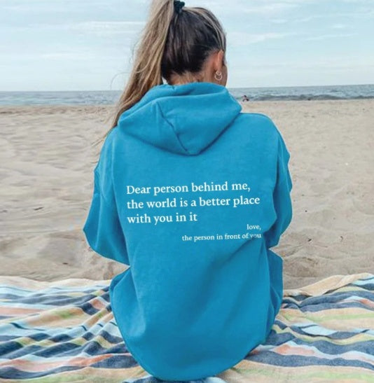 Dear Person Behind Me,the World Is A Better Place,with You In It,love,the Person In Front Of You,Women's Plush Sweater Plain 
