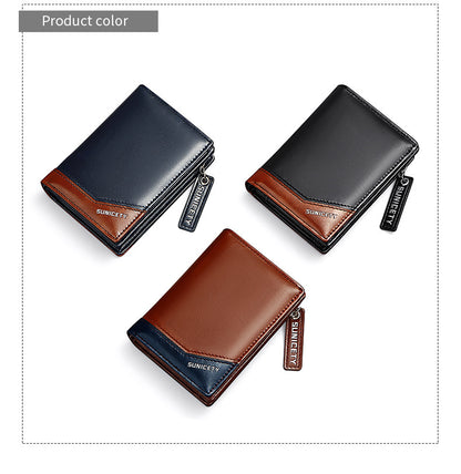 PU Leather Multifunctional Zipper Short Men's Wallet 98de8b76 f994 4719 802d 21210aae528b