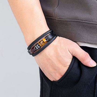 Men's Tiger Eye Bracelet Multilayer Leather Strap 98f229df 1c7a 4745 b9a1 d50dfdc80112