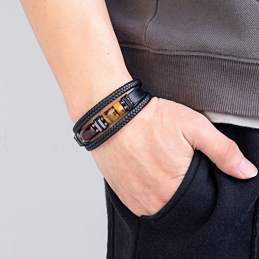 Men's Tiger Eye Bracelet Multilayer Leather Strap 98f229df 1c7a 4745 b9a1 d50dfdc80112