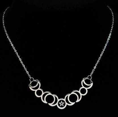 Five Pointed Star Sun Moon Necklace Multi Month Hollow Stainless Steel Pendant 9903ec9b 8016 437f 9b1d afb906450985
