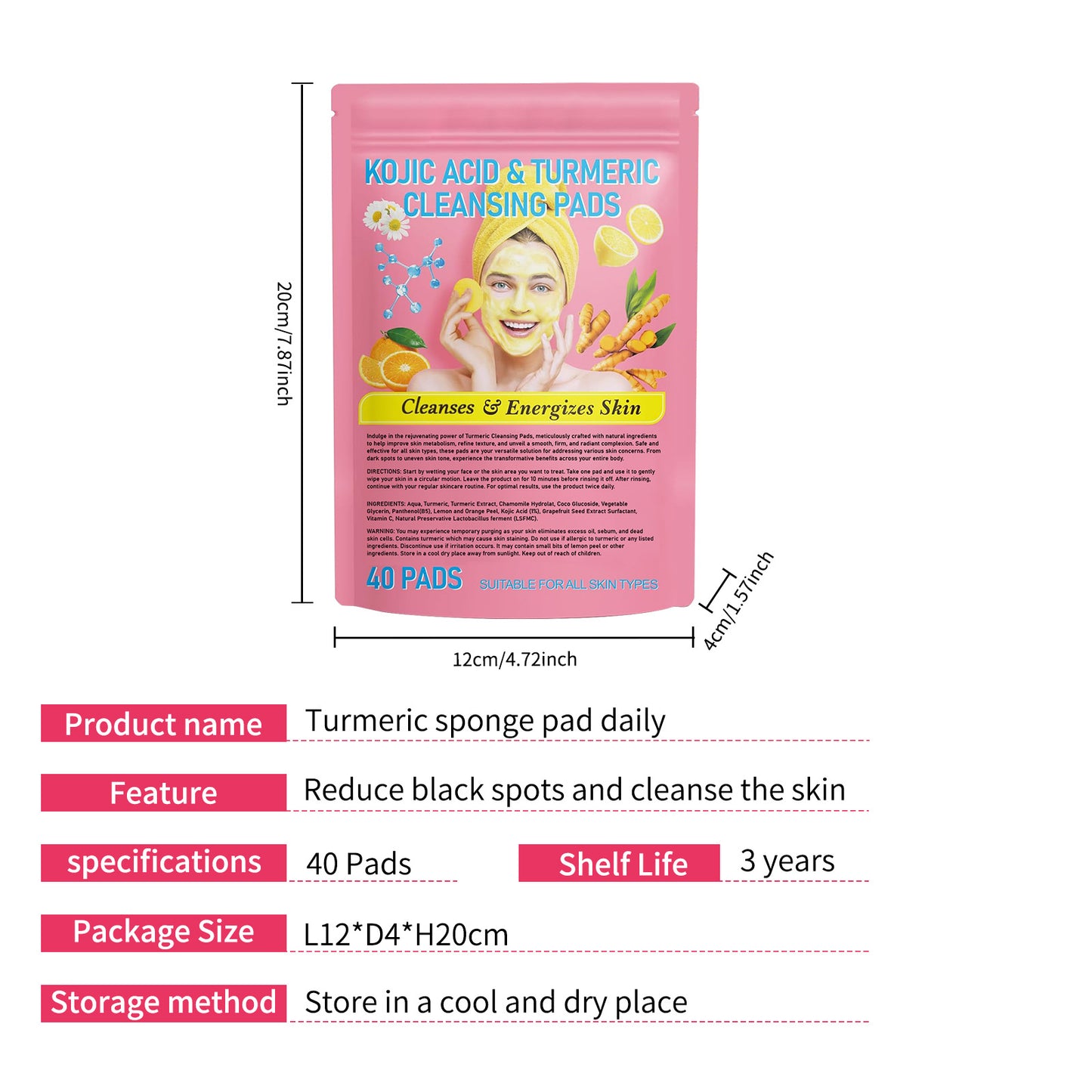 Turmeric Cleansing Pad Compressed Turmeric Kojic Acid