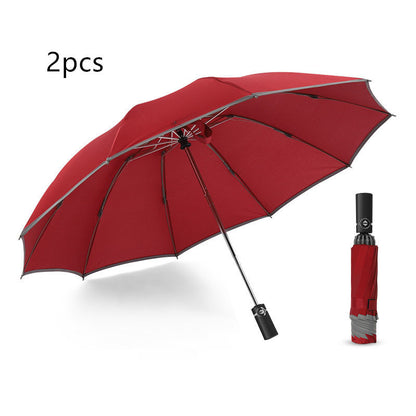 Inverted Umbrella Travel Portable Windproof Folding Umbrella,10Ribs Auto  Close Umbrella,Reflective Stripes For Night Safety 