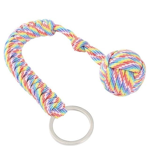 Outdoor Seven Core Umbrella Rope Climbing Survival Key Chain Hanging Hand-woven Round Steel Ball 9937053626676