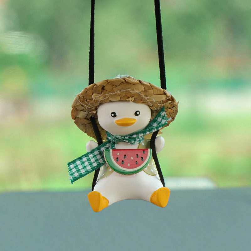 Car Pendant Cute Anime Little Duck Swing Auto Rearview Mirror Hanging Ornaments Interior Decoraction Accessories For Girls Gi