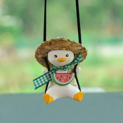 Car Pendant Cute Anime Little Duck Swing Auto Rearview Mirror Hanging Ornaments Interior Decoraction Accessories For Girls Gi