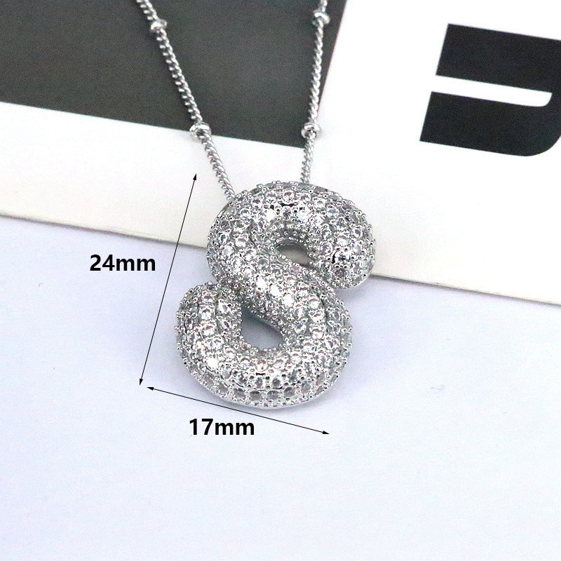 Brass Zircon Bubble Balloon Letter Pendant Necklace For Women 997c6712 1151 4553 892e dbe348271b39
