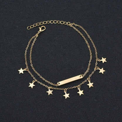 Women's Double Layer Pentagram Pendant Anklet 99a07ab1 a581 4783 b565 cd38af3e4d79