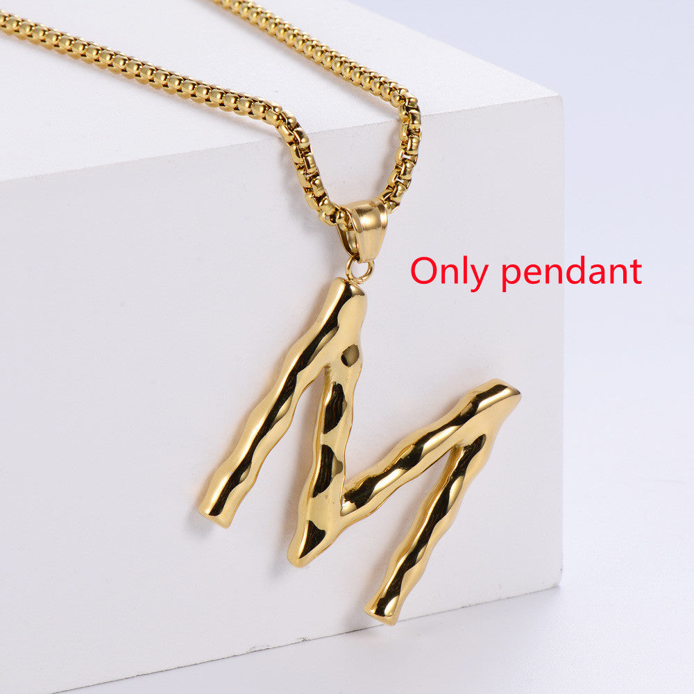 Three-dimensional 26 English Letter Pendant Necklace Fashion Jewelry Titanium Steel Couple Ornament 99a105a3 3d2b 4009 97ac f