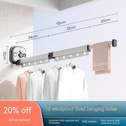 Suction Cup Folding Clothes Hanger Indoor Home Balcony Aluminum Retractable Drying Rack No Punching Folding Clothes Hanger 99