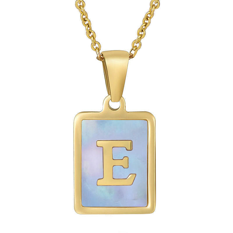 Titanium Steel 26 English Letter Necklace Blue Shell 99f4bf32 c0bf 48db 8f02 9920d7b31b33