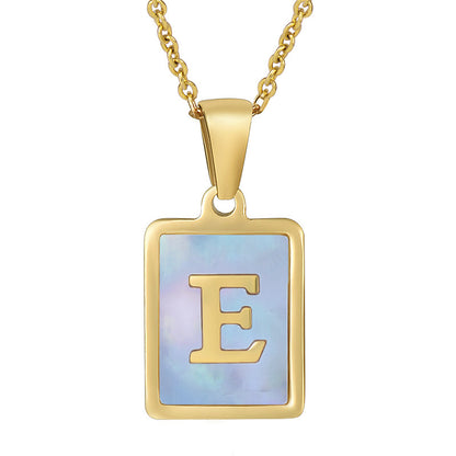 Titanium Steel 26 English Letter Necklace Blue Shell 99f4bf32 c0bf 48db 8f02 9920d7b31b33