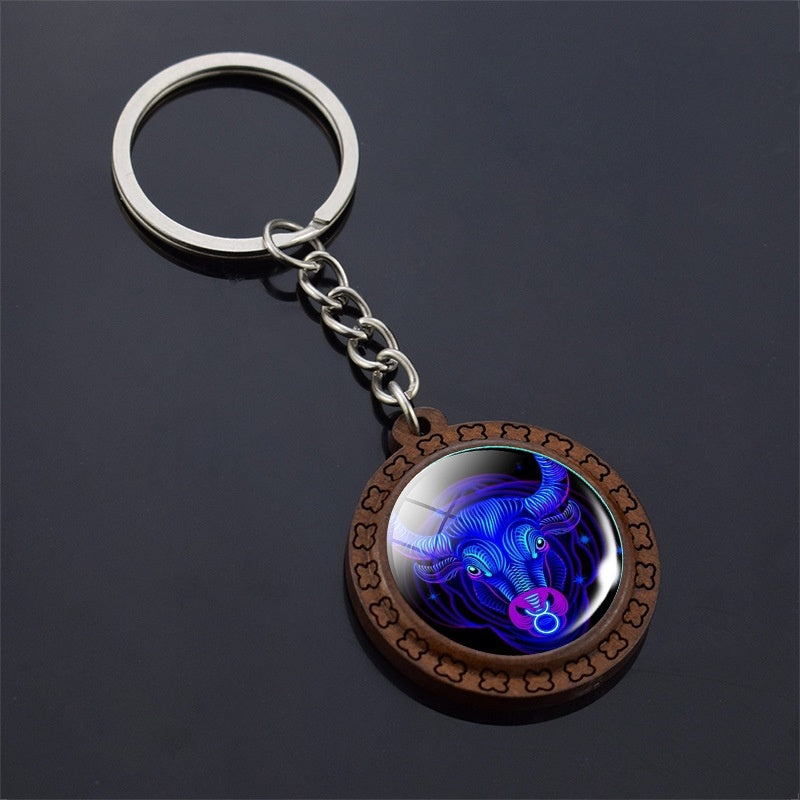 Constellation Keychain Wood Carved Time Gem Pendant 9a001866 d37e 44ed 966e 5a5a5e1eb7e3
