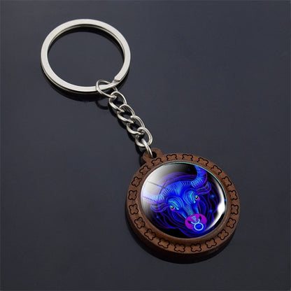 Constellation Keychain Wood Carved Time Gem Pendant 9a001866 d37e 44ed 966e 5a5a5e1eb7e3