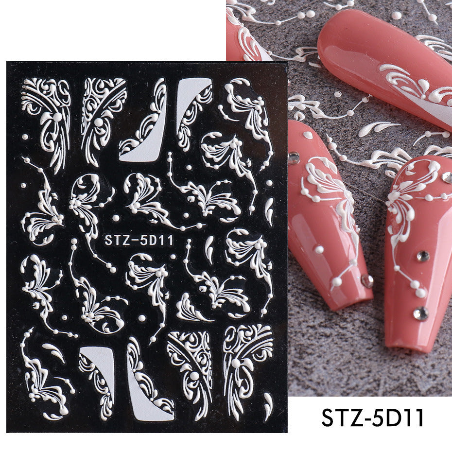 New 5D Stereo Carved Rose Nail Sticker 9a081b60 a219 4422 8033 42653921d101
